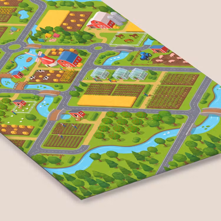 Poster met lijst - Boerderij - Landschap - Isometrisch — 7