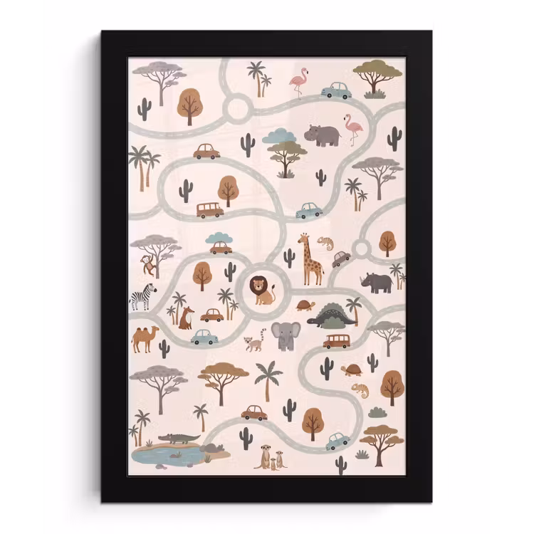 Poster met lijst - Dieren - Wegen - Illustratie — 1