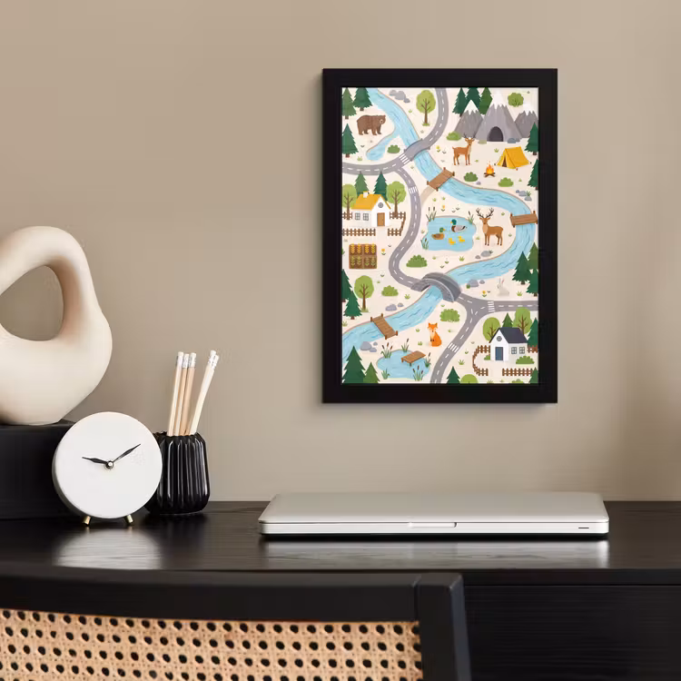 Poster met lijst - Landschap - Rivier - Cartoon — 2