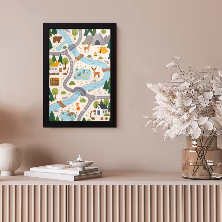 Poster met lijst - Landschap - Rivier - Cartoon — 5