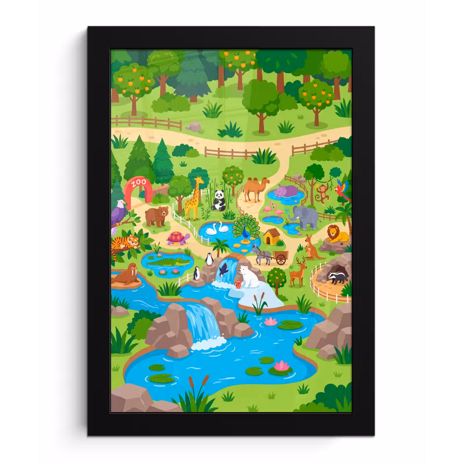 Poster met lijst - Dieren - Dierentuin - Cartoon — 1