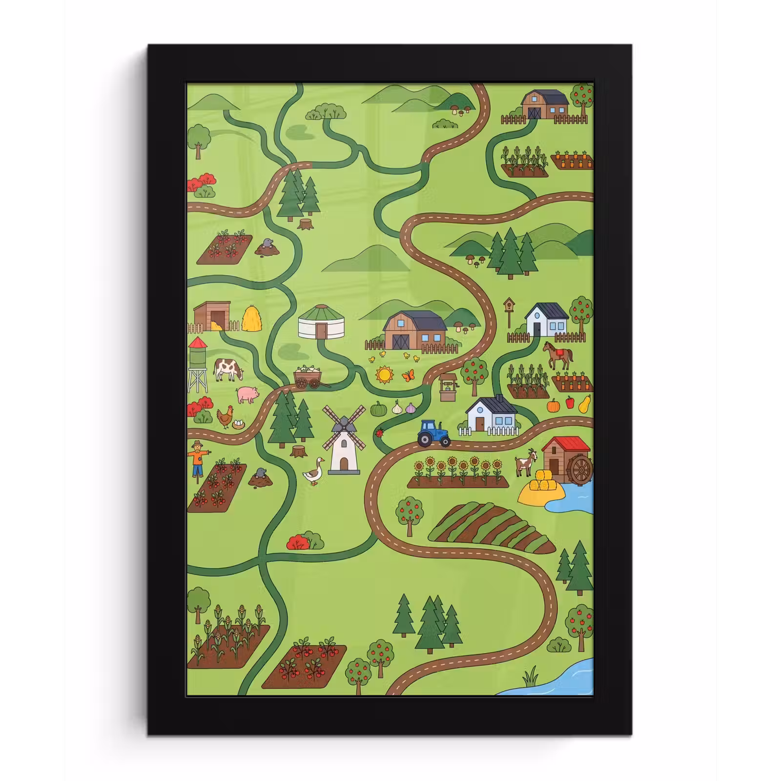 Poster met lijst - Dieren - Platteland - Illustratie — 1