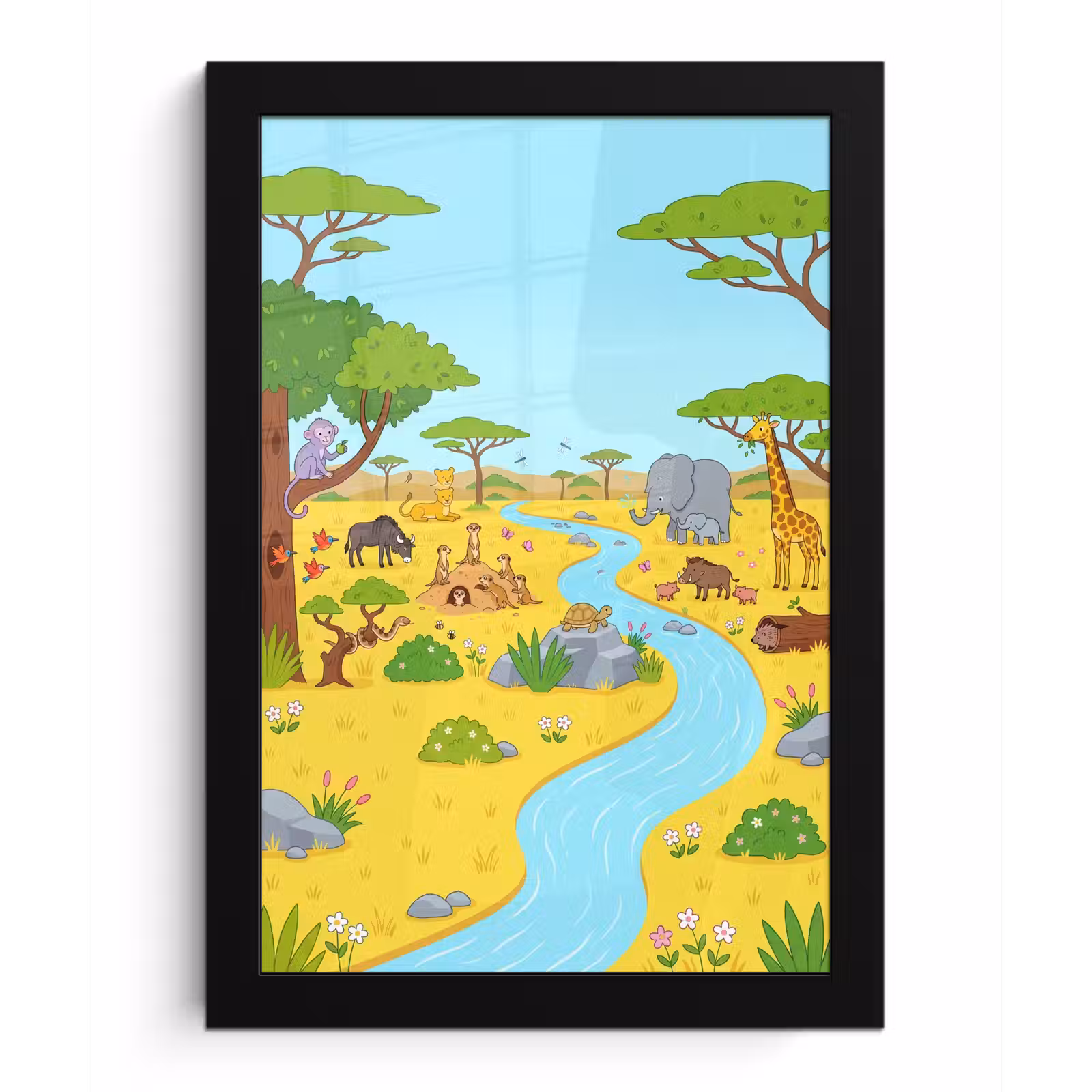 Poster met lijst - Dieren - Savanne - Cartoon — 1
