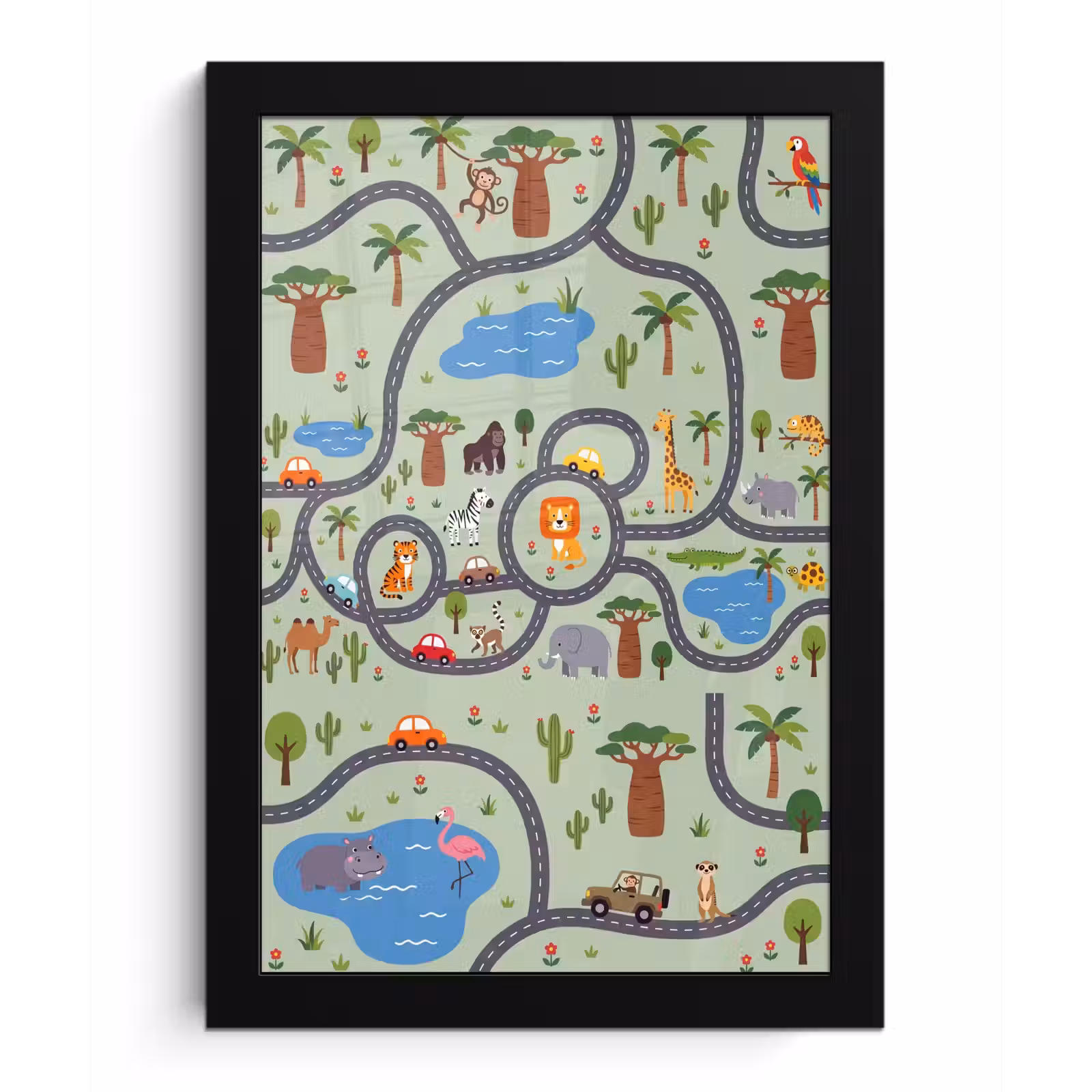 Poster met lijst - Dieren - Speels - Illustratie — 1