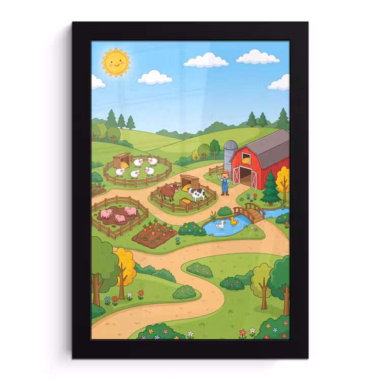 Poster met lijst - Boerderij - Dieren - Platteland — 1