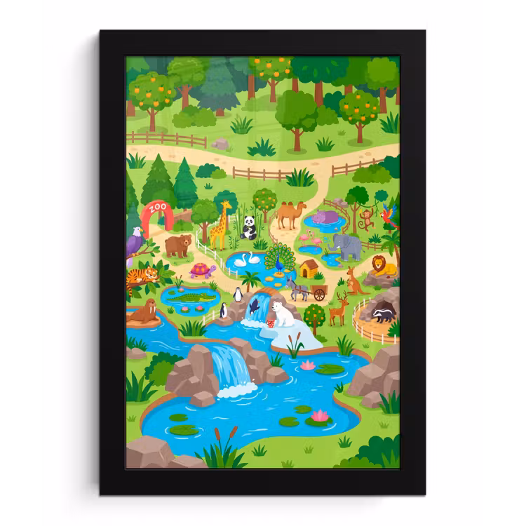 Poster met lijst - Dieren - Dierentuin - Cartoon — 1