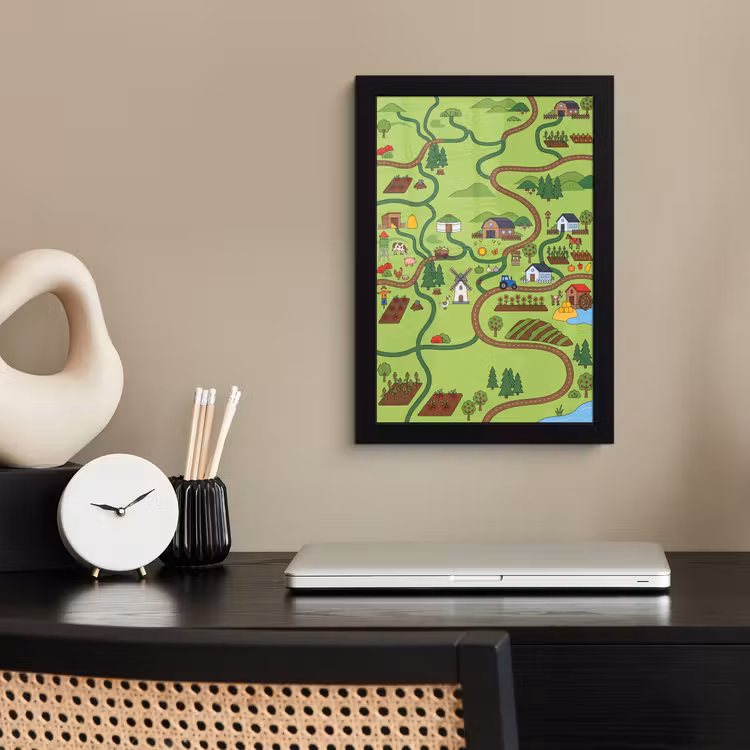 Poster met lijst - Dieren - Platteland - Illustratie — 2