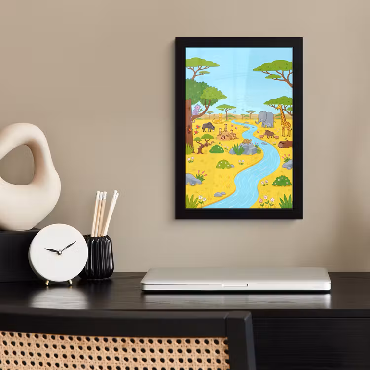 Poster met lijst - Dieren - Savanne - Cartoon — 2