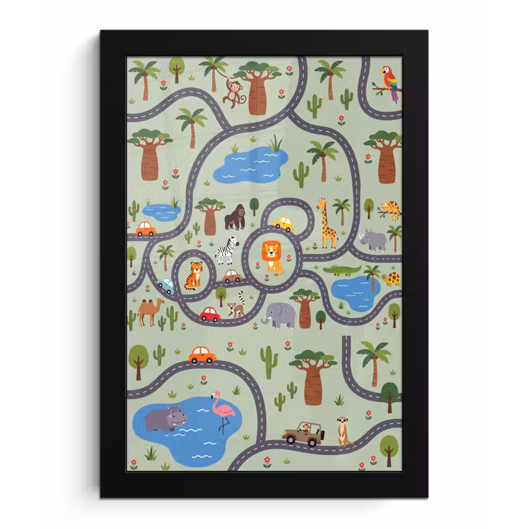 Poster met lijst - Dieren - Speels - Illustratie — 1