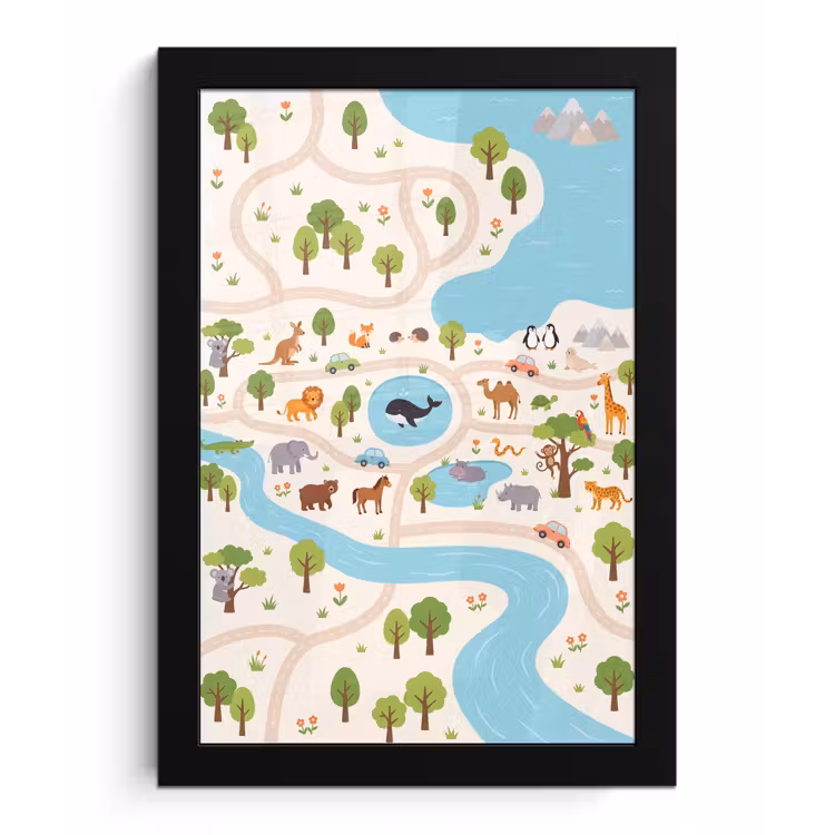 Poster met lijst - Dieren - Wereld - Illustratie — 1