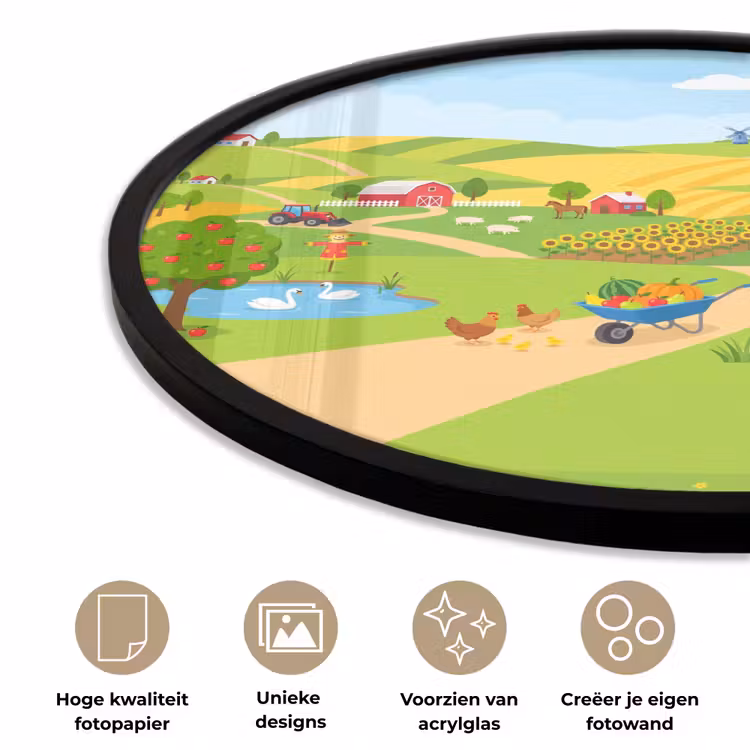 Ronde fotolijst - Boerderij - Landschap - Cartoon — 2