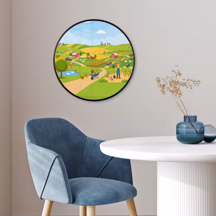 Ronde fotolijst - Boerderij - Landschap - Cartoon — 4