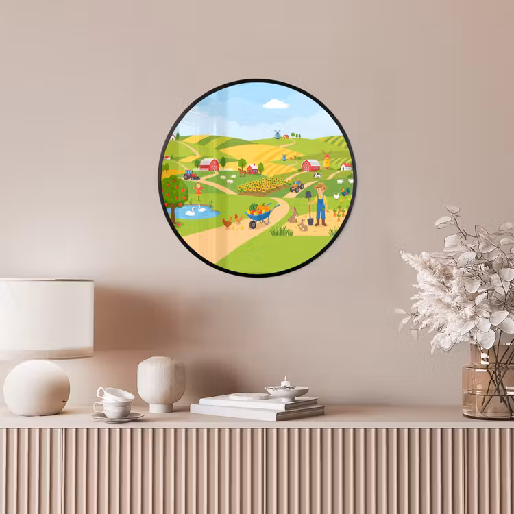 Ronde fotolijst - Boerderij - Landschap - Cartoon — 5