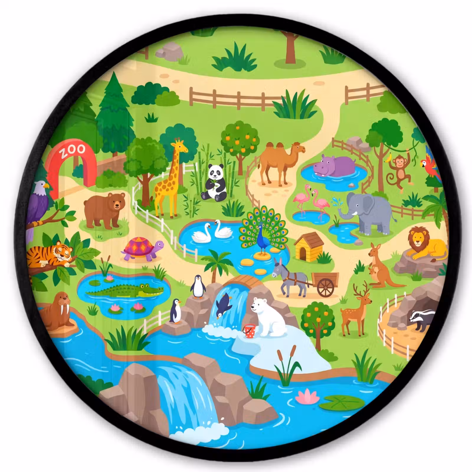 Ronde fotolijst - Dieren - Dierentuin - Cartoon — 1