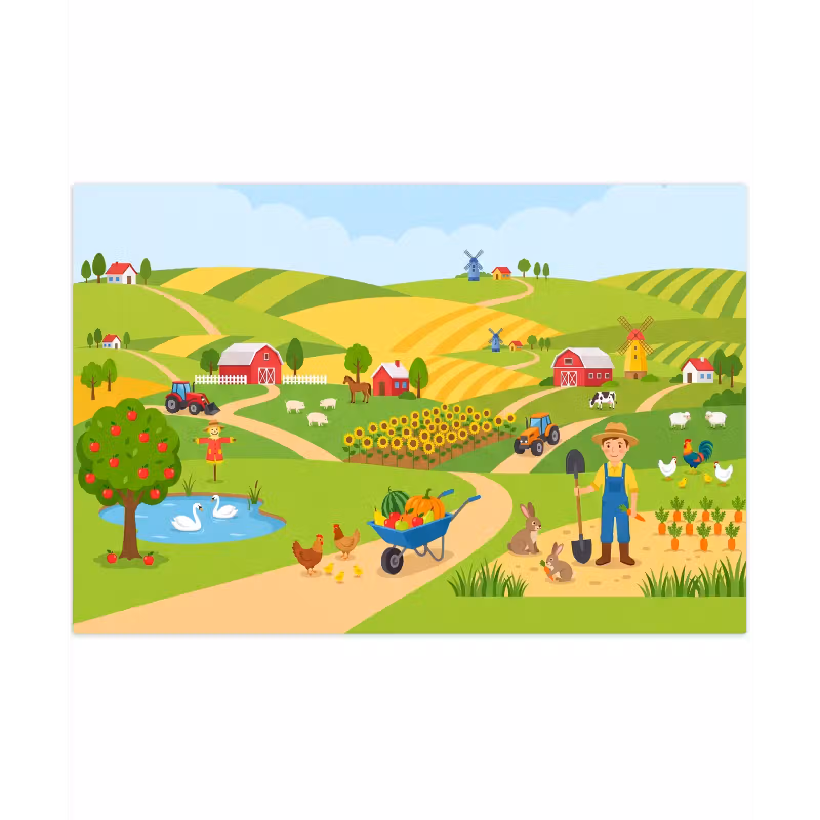Speelkleed - Boerderij - Landschap - Cartoon — 1