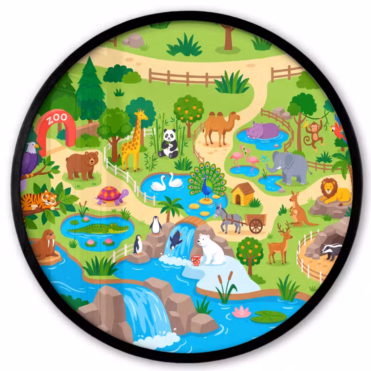 Ronde fotolijst - Dieren - Dierentuin - Cartoon — 1