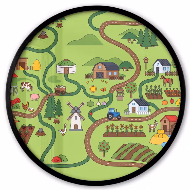 Ronde fotolijst - Dieren - Platteland - Illustratie — 1