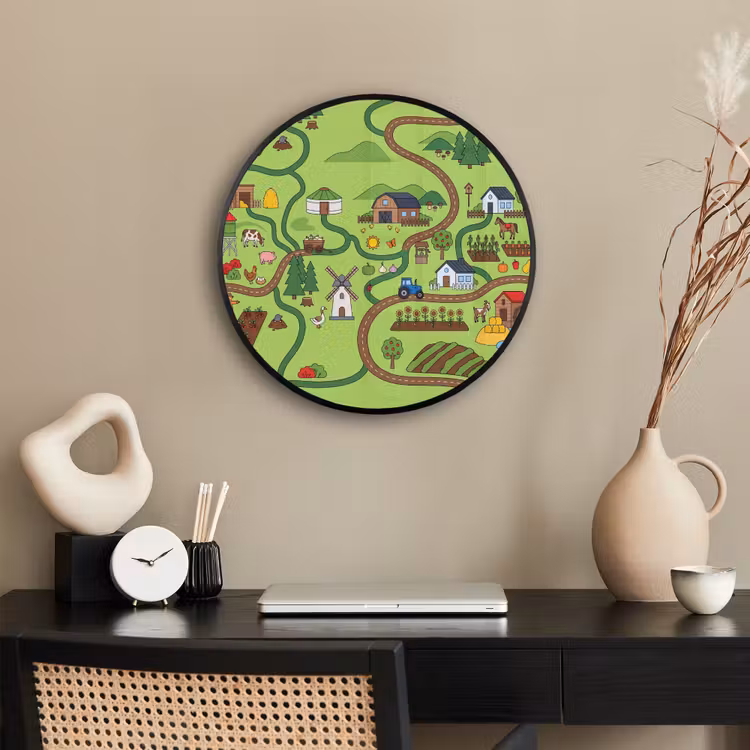 Ronde fotolijst - Dieren - Platteland - Illustratie — 3