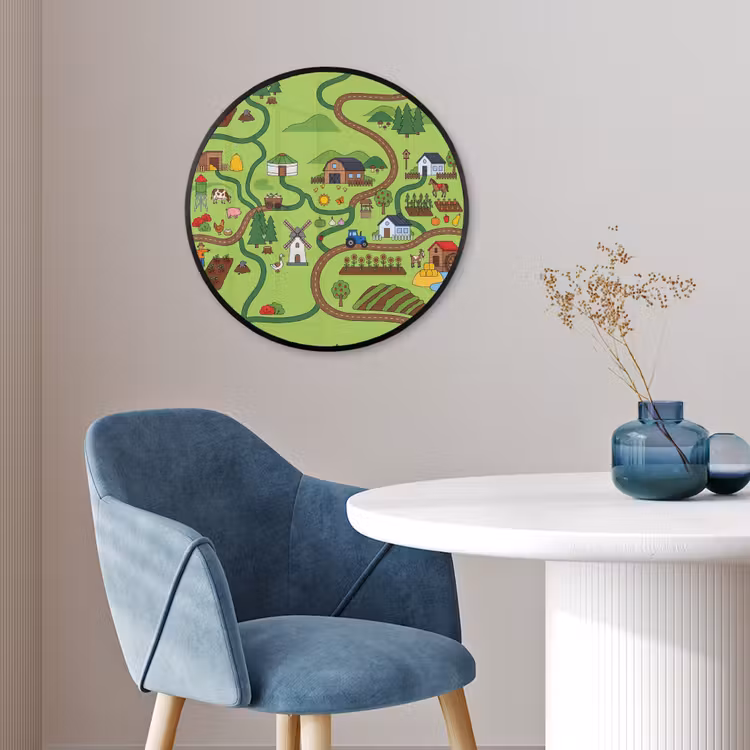 Ronde fotolijst - Dieren - Platteland - Illustratie — 4