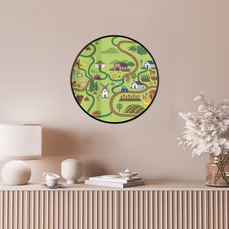 Ronde fotolijst - Dieren - Platteland - Illustratie — 5