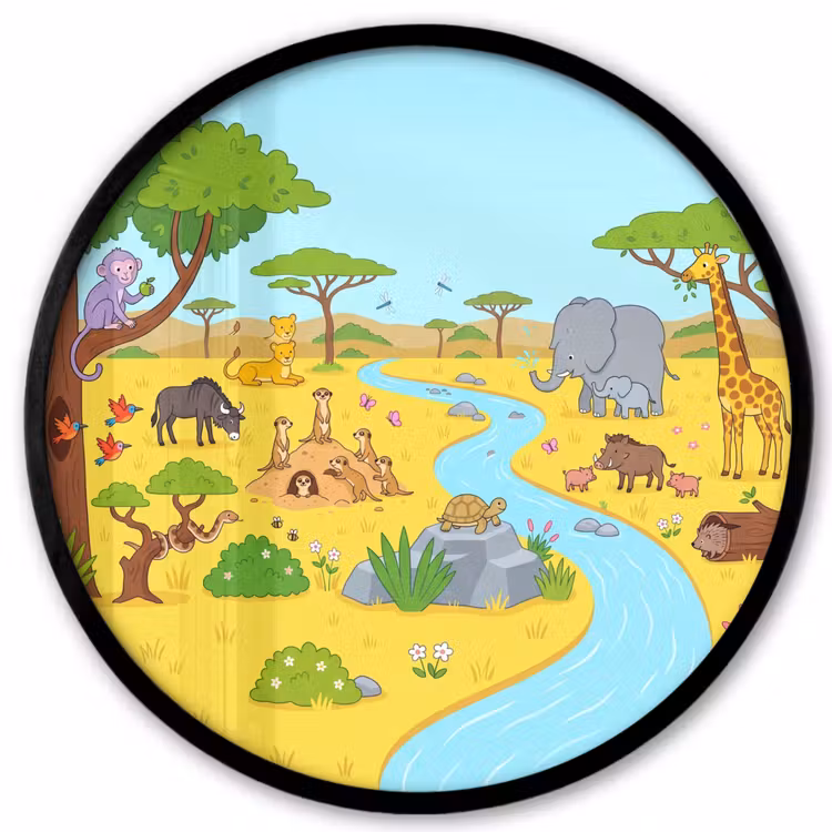 Ronde fotolijst - Dieren - Savanne - Cartoon — 1