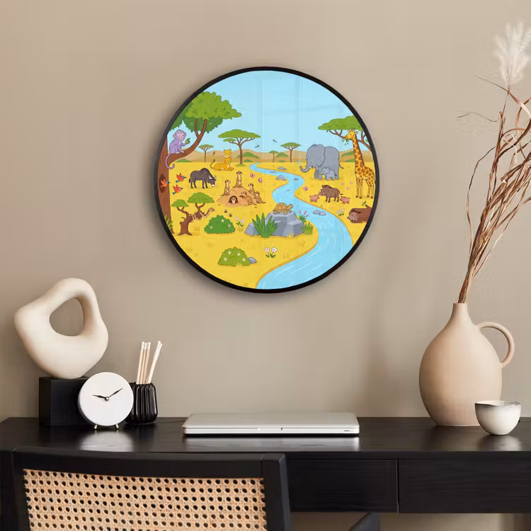 Ronde fotolijst - Dieren - Savanne - Cartoon — 3