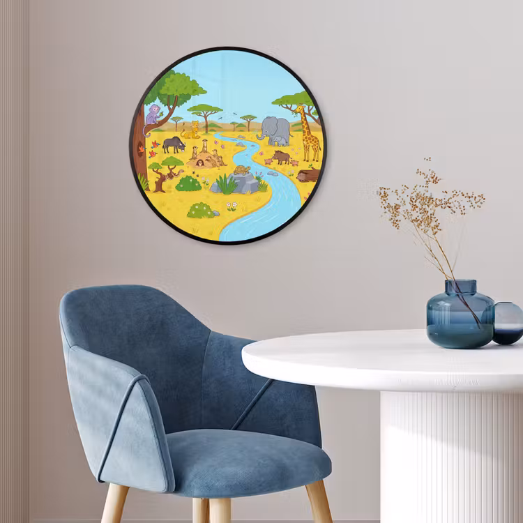 Ronde fotolijst - Dieren - Savanne - Cartoon — 4