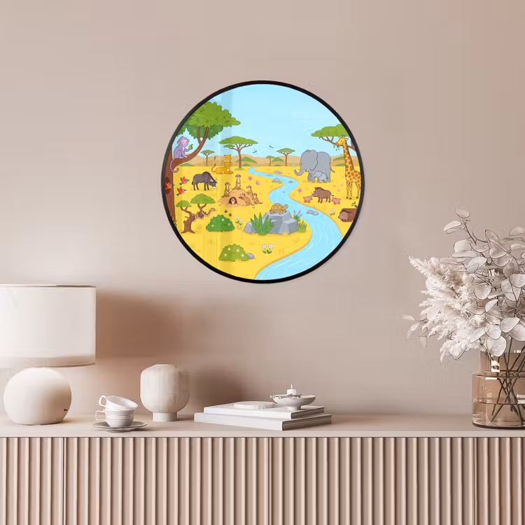 Ronde fotolijst - Dieren - Savanne - Cartoon — 5