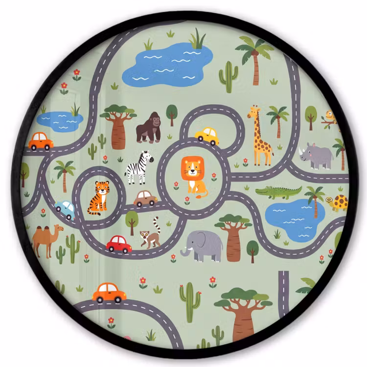 Ronde fotolijst - Dieren - Speels - Illustratie — 1