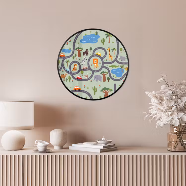 Ronde fotolijst - Dieren - Speels - Illustratie — 5