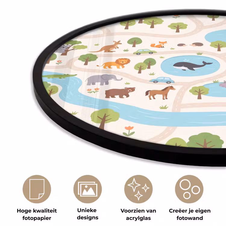 Ronde fotolijst - Dieren - Wereld - Illustratie — 2