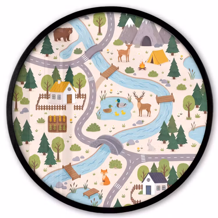 Ronde fotolijst - Landschap - Rivier - Cartoon — 1