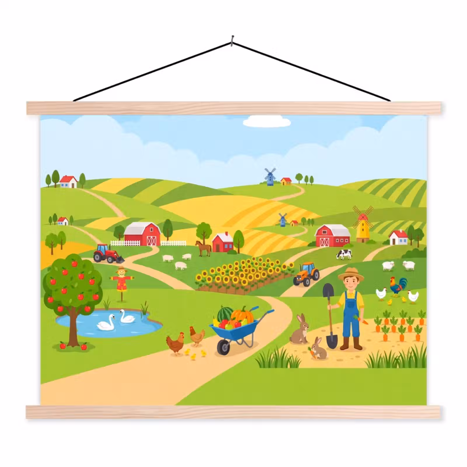 Schoolplaat - Boerderij - Landschap - Cartoon — 1