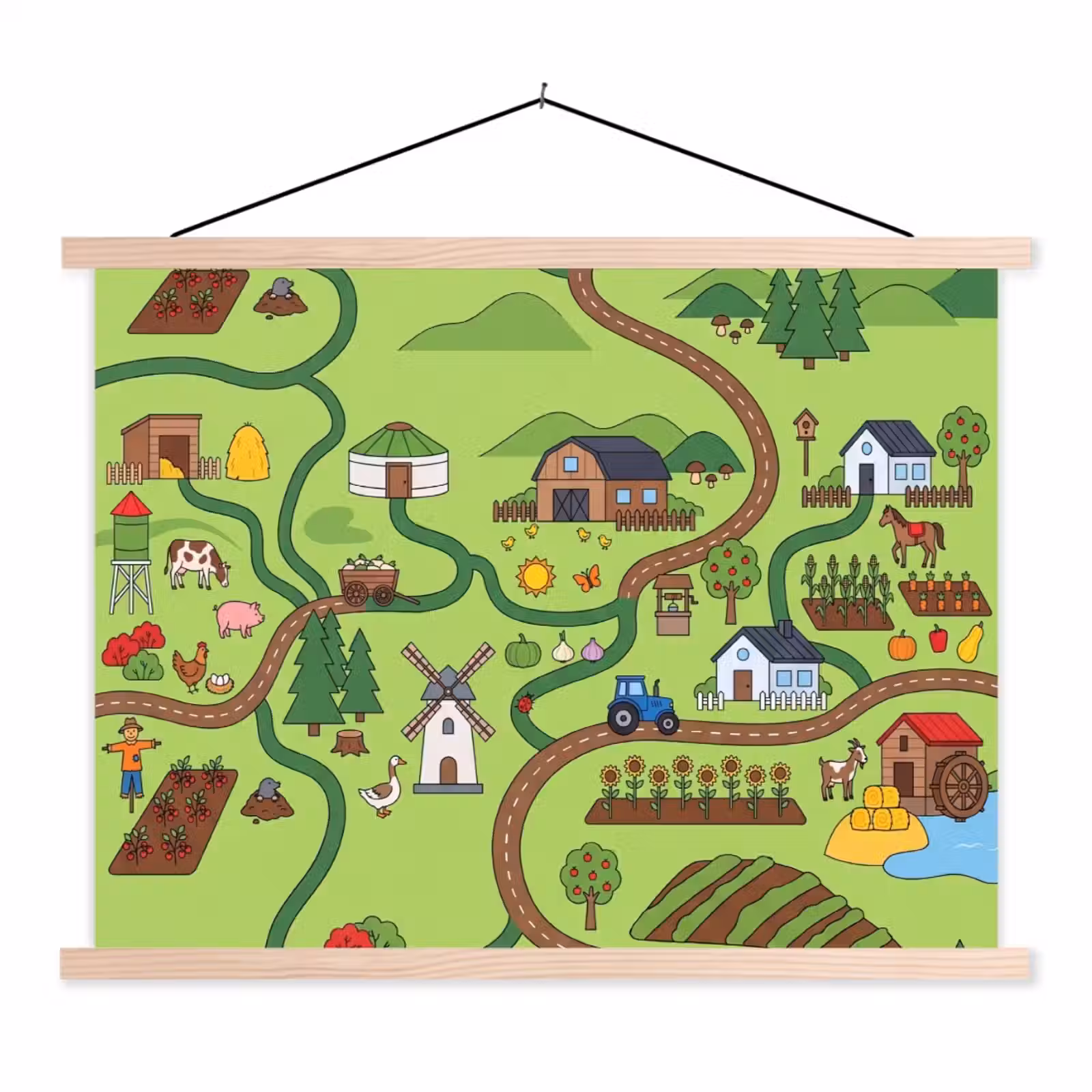 Schoolplaat - Dieren - Platteland - Illustratie — 1