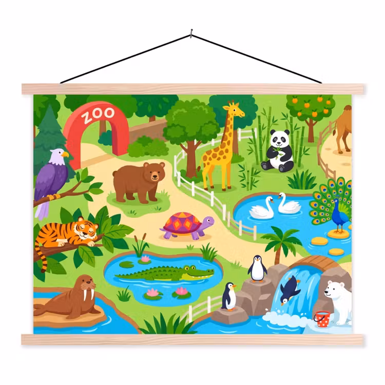 Schoolplaat - Dieren - Dierentuin - Cartoon — 1