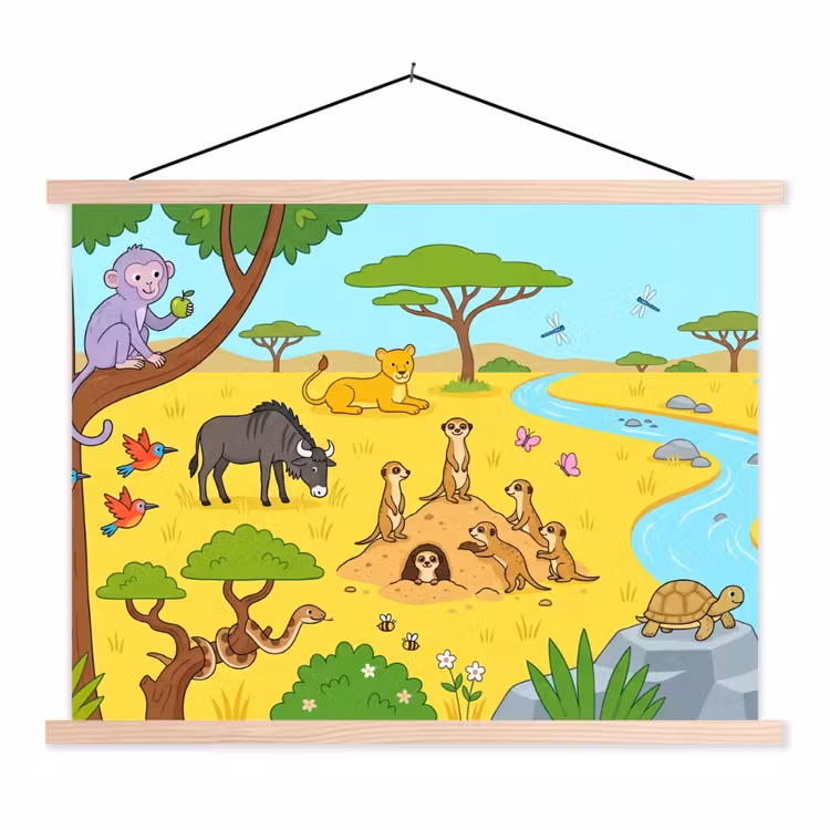 Schoolplaat - Dieren - Savanne - Cartoon — 1