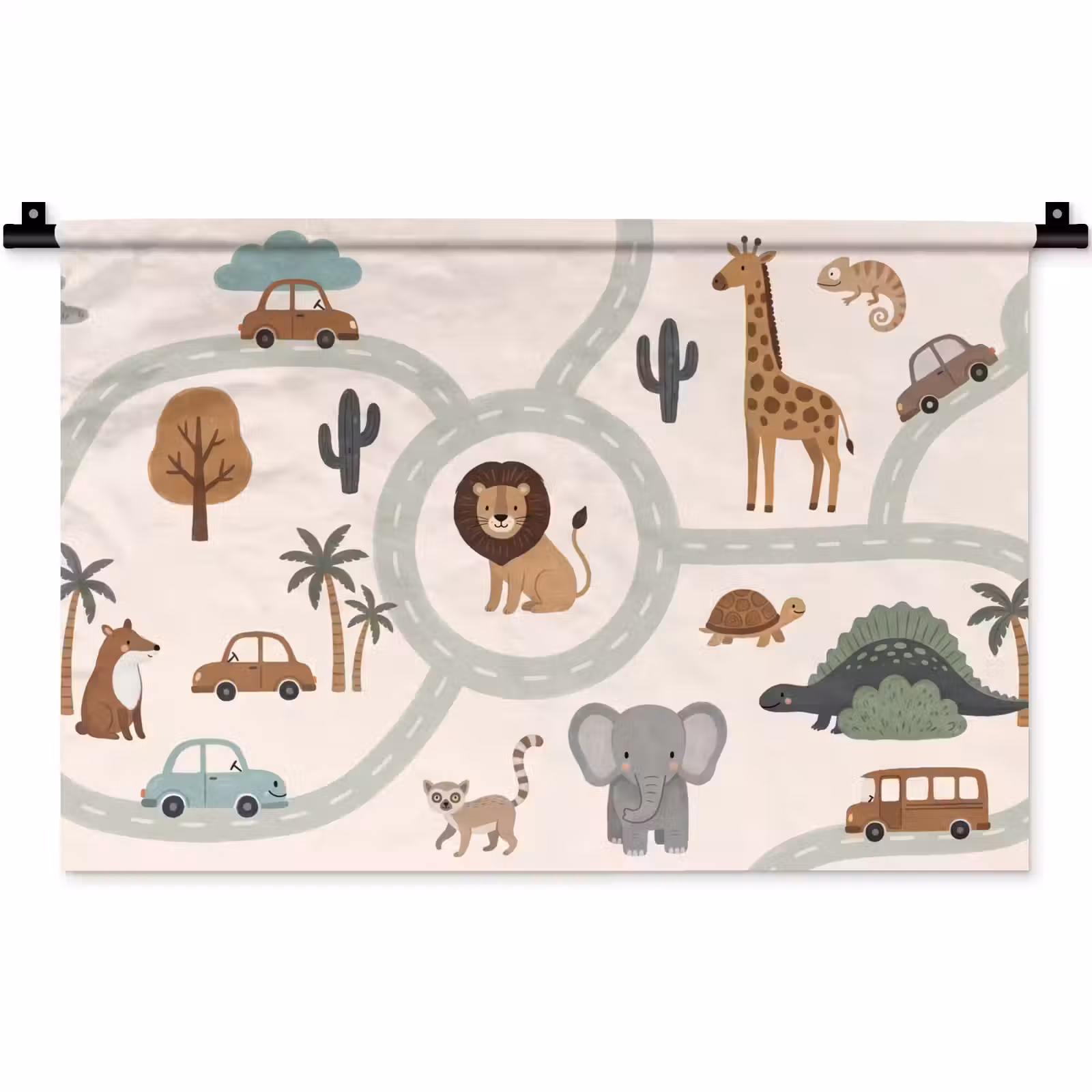 Wandkleed - Dieren - Wegen - Illustratie — 1