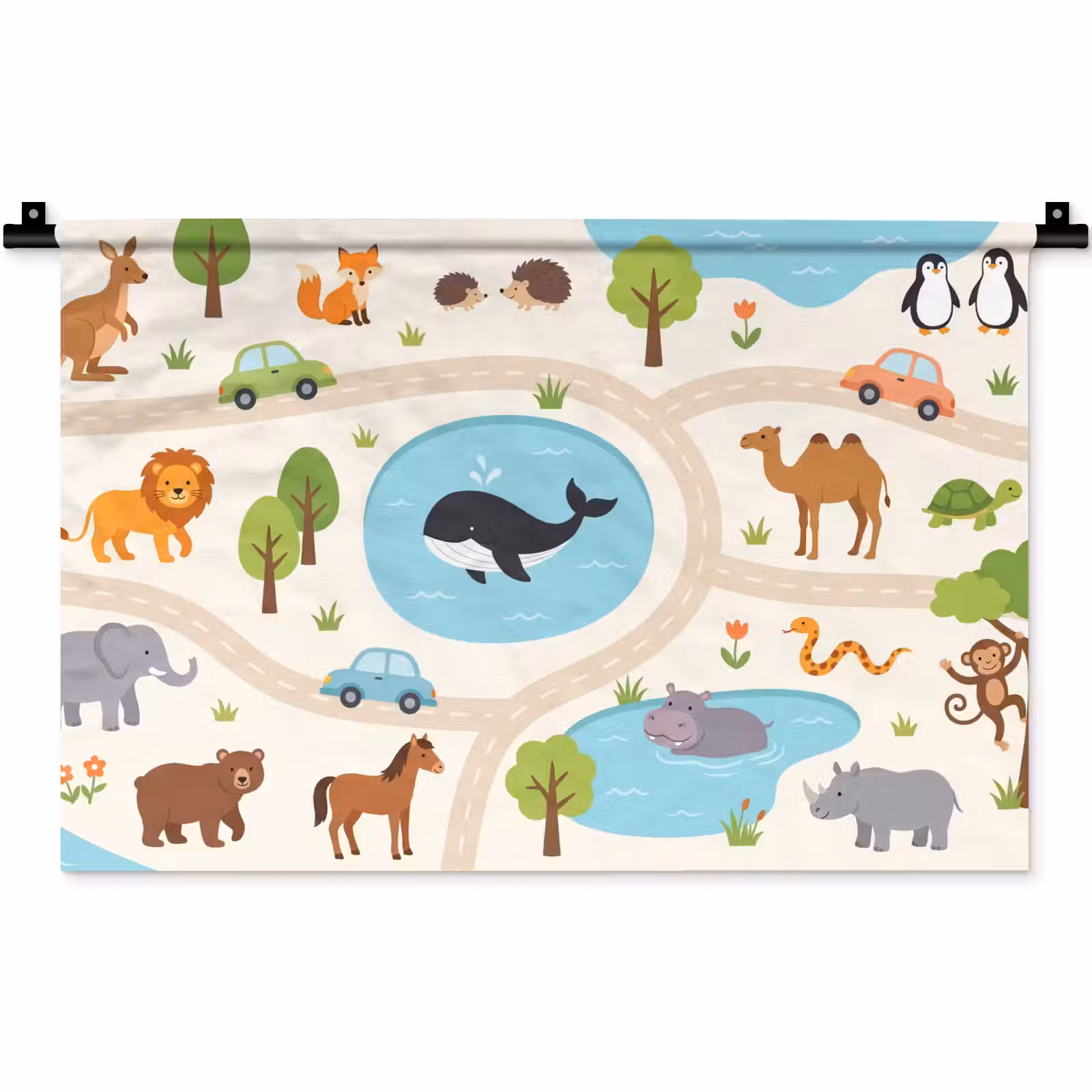 Wandkleed - Dieren - Wereld - Illustratie — 1