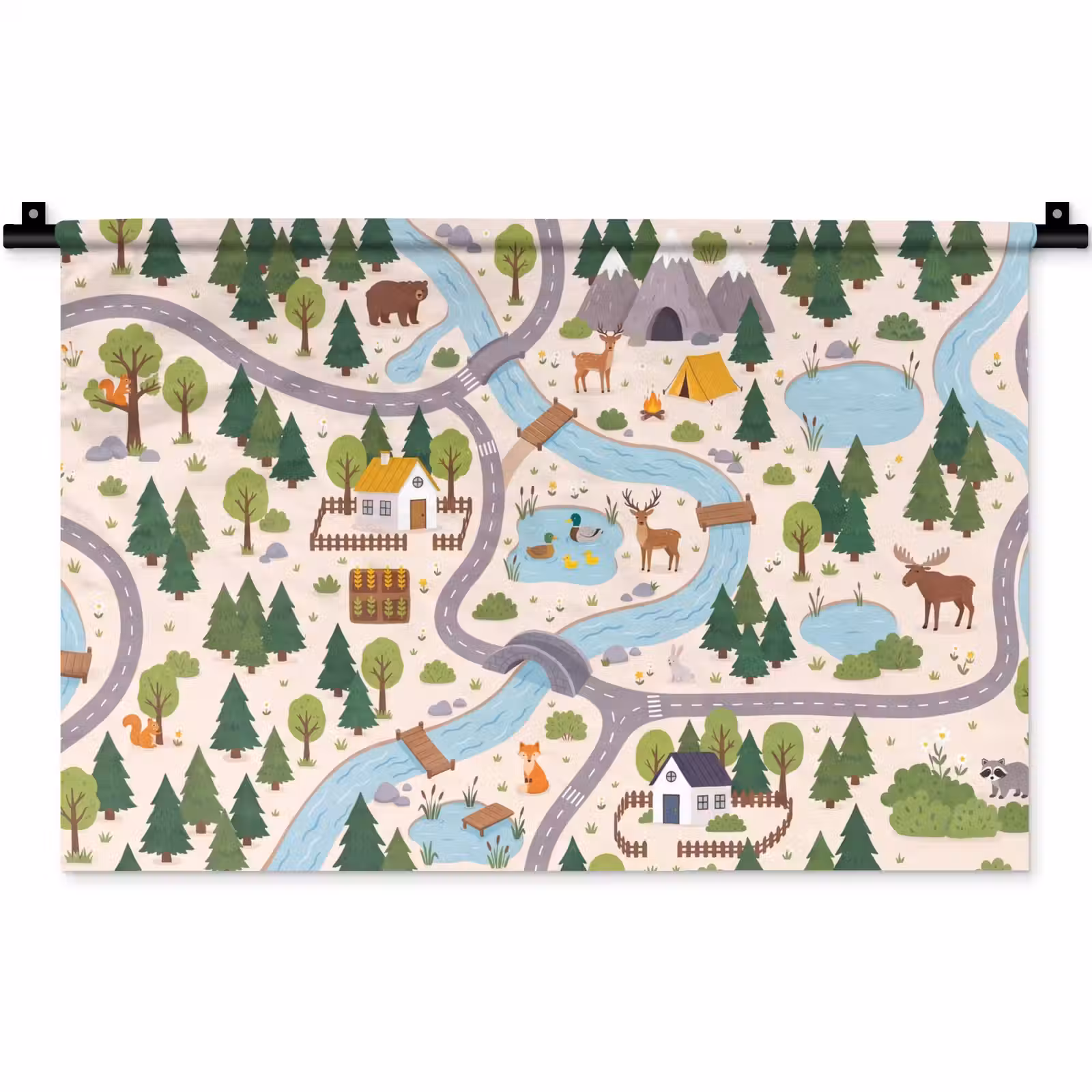 Wandkleed - Landschap - Rivier - Cartoon — 1