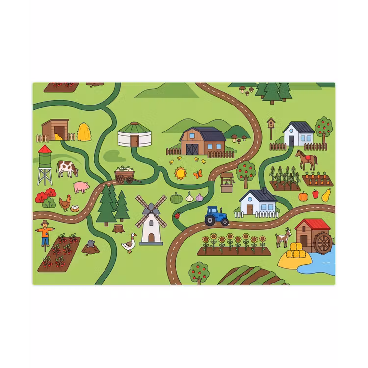 Speelkleed - Dieren - Platteland - Illustratie — 1