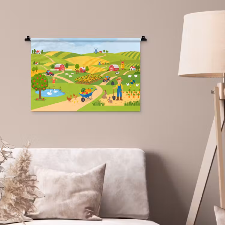 Wandkleed - Boerderij - Landschap - Cartoon — 2
