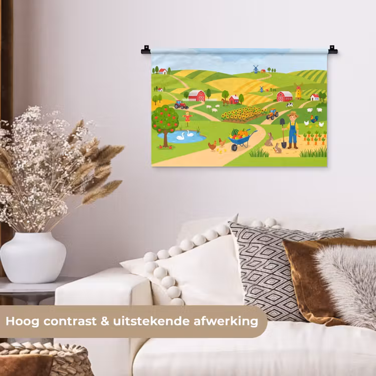 Wandkleed - Boerderij - Landschap - Cartoon — 4