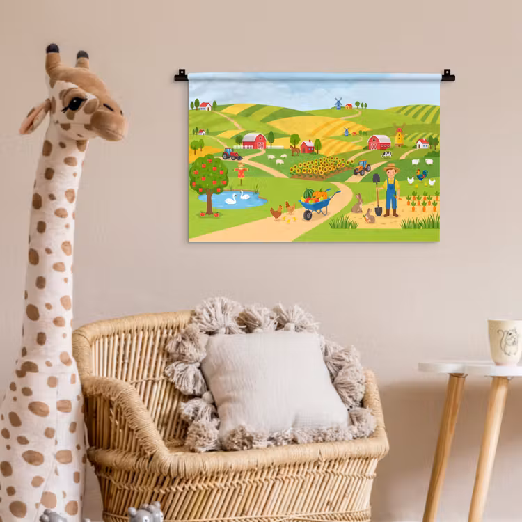 Wandkleed - Boerderij - Landschap - Cartoon — 5