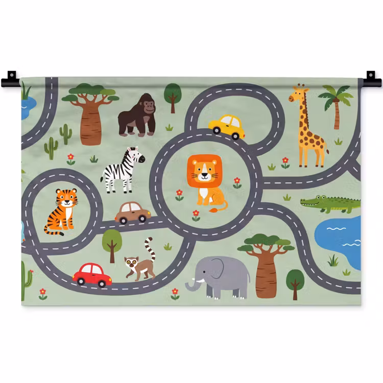 Wandkleed - Dieren - Speels - Illustratie — 1