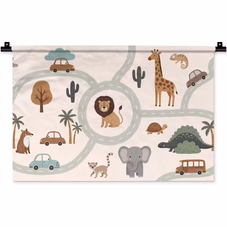 Wandkleed - Dieren - Wegen - Illustratie — 1