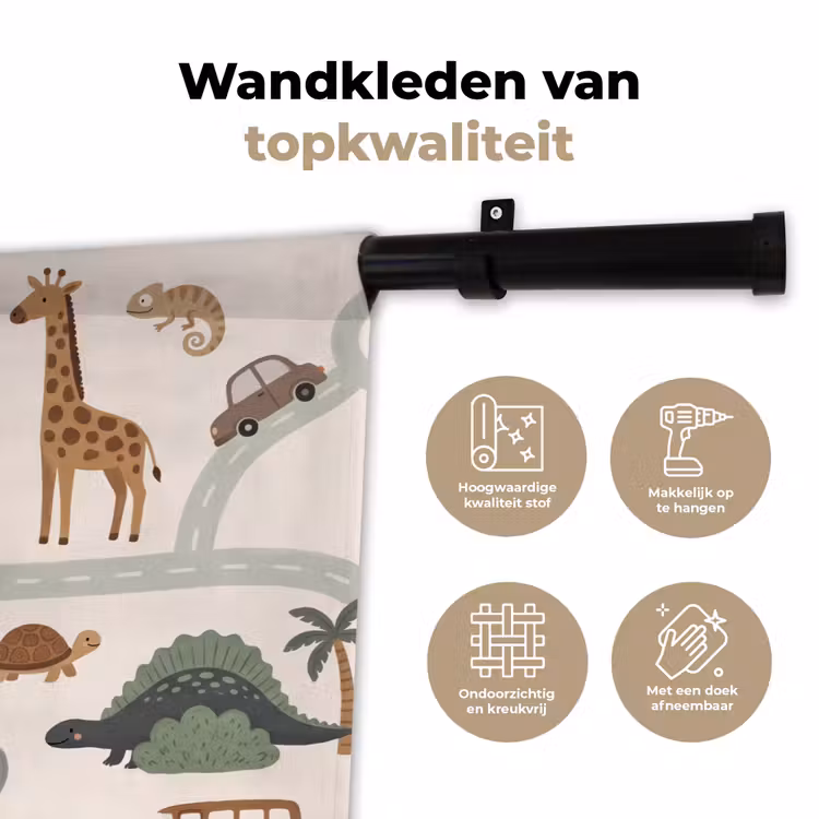 Wandkleed - Dieren - Wegen - Illustratie — 3