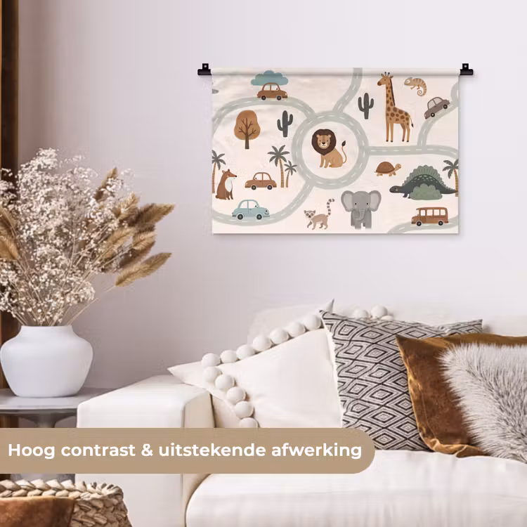 Wandkleed - Dieren - Wegen - Illustratie — 4