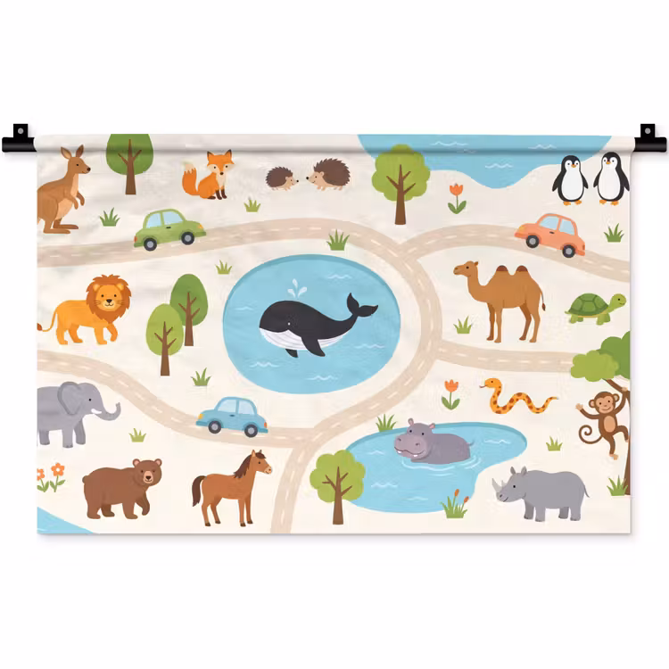 Wandkleed - Dieren - Wereld - Illustratie — 1