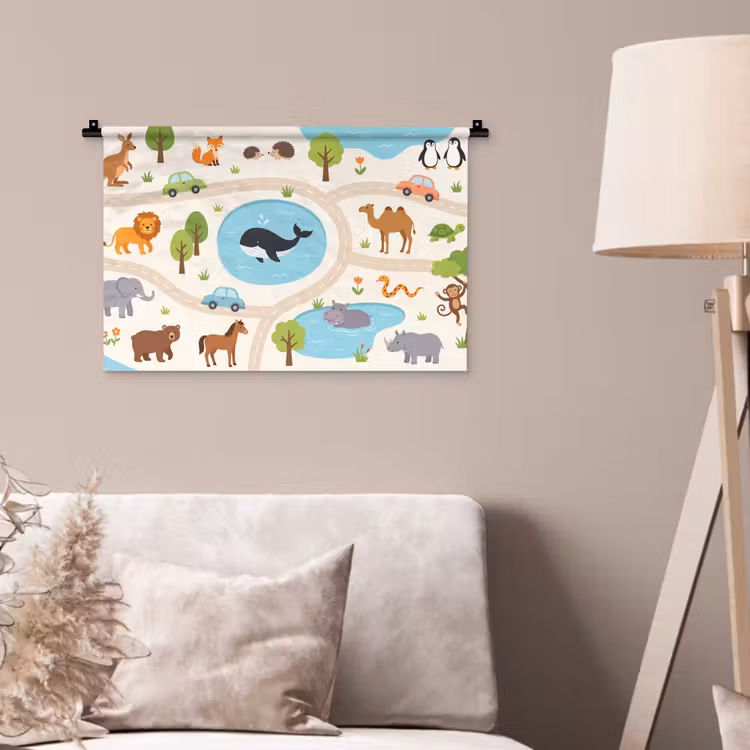 Wandkleed - Dieren - Wereld - Illustratie — 2