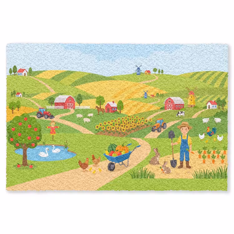 Vloerkleed - Boerderij - Landschap - Cartoon — 1